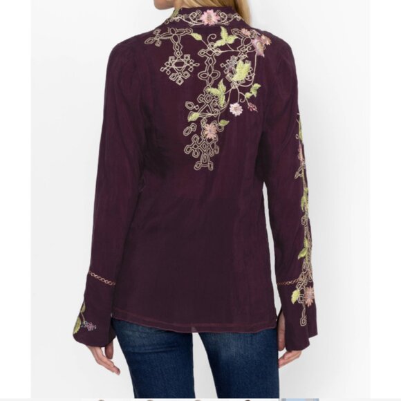 NWT Johnny Was The Ava Vintage Button Down Shirt, Plum, Size M - Picture 3 of 8